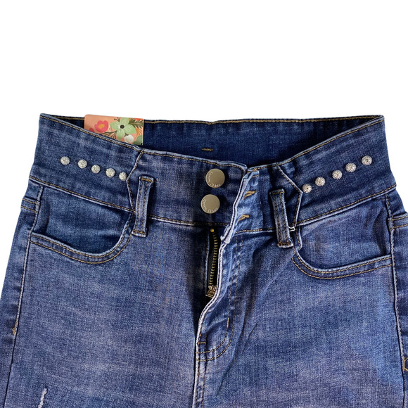 M2 Skinny Jeans Size 28 Women's Blue Denim Raw Cut Off Hem BRAND NEW - Picture 3 of 6